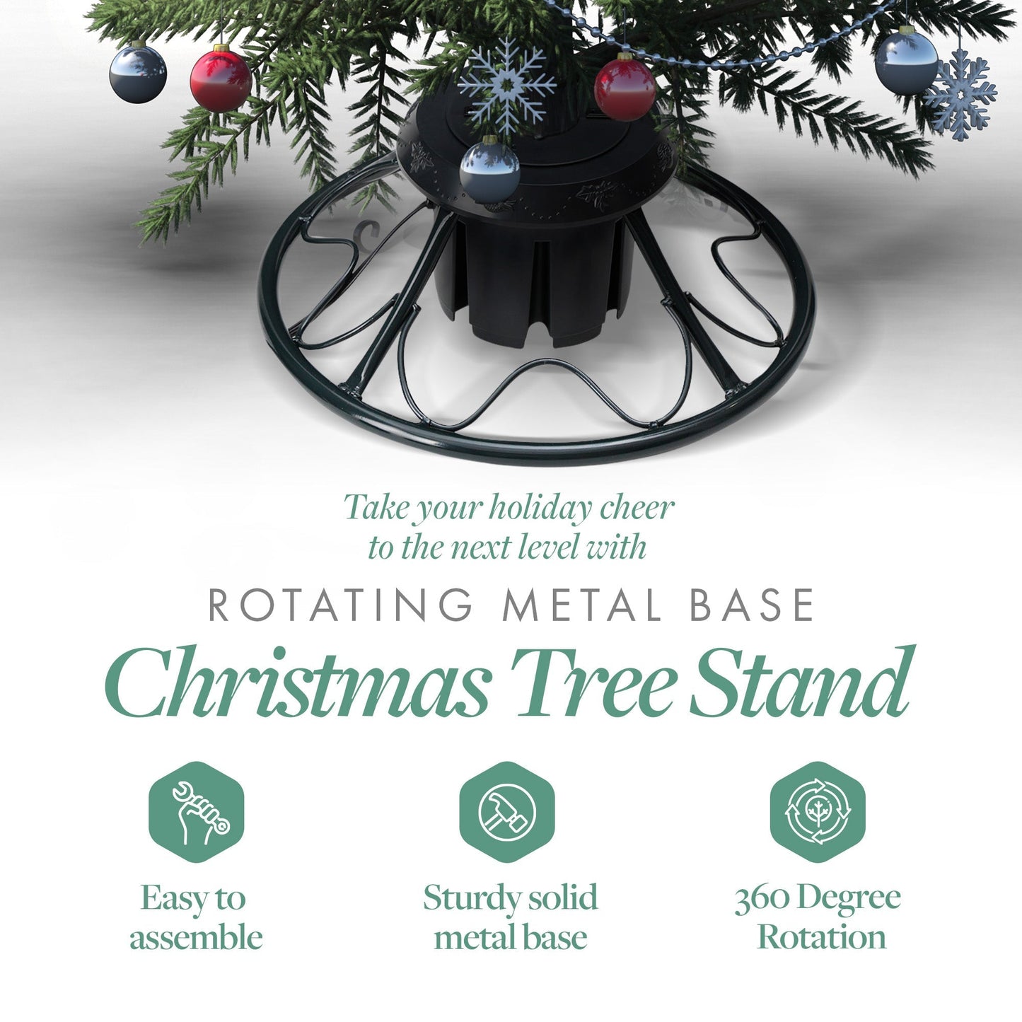 Home Heritage Rotating Tree Stand Base w/Stanley 7' Skinny Pencil Christmas Tree