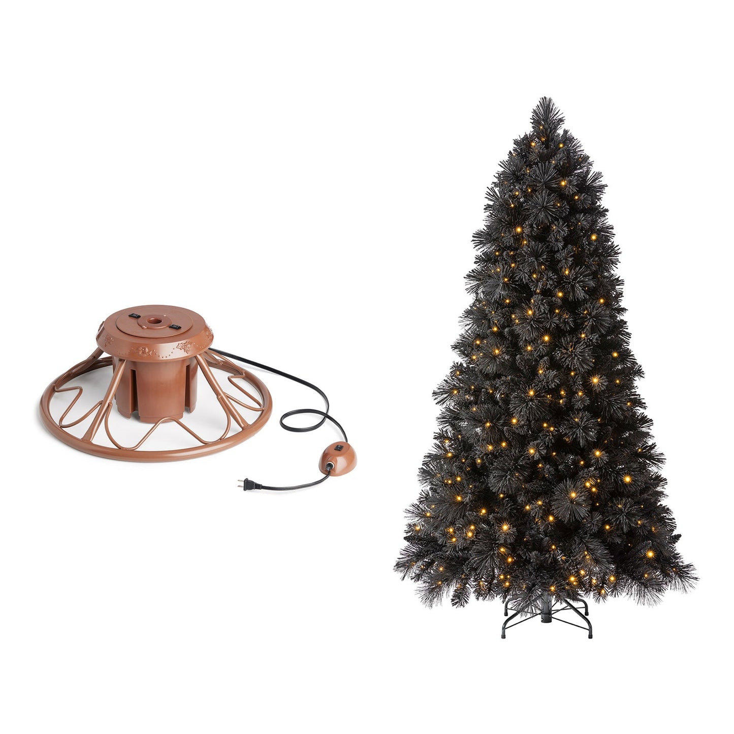 Home Heritage Rotating Tree Stand Base w/Snowdrift 6.5' Pine Christmas Tree