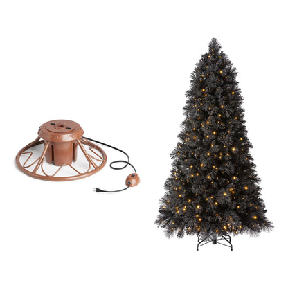 Home Heritage Rotating Tree Stand Base w/Snowdrift 6.5' Pine Christmas Tree