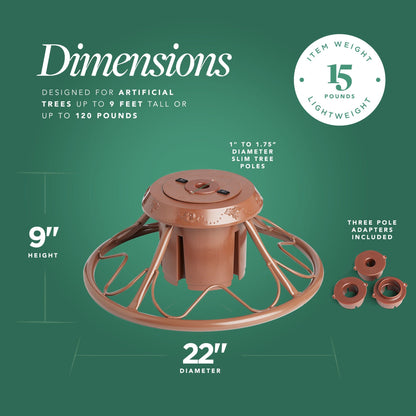 Home Heritage Rotating Tree Stand Base w/ Cascade 7 Ft Pre-Lit Holiday Tree