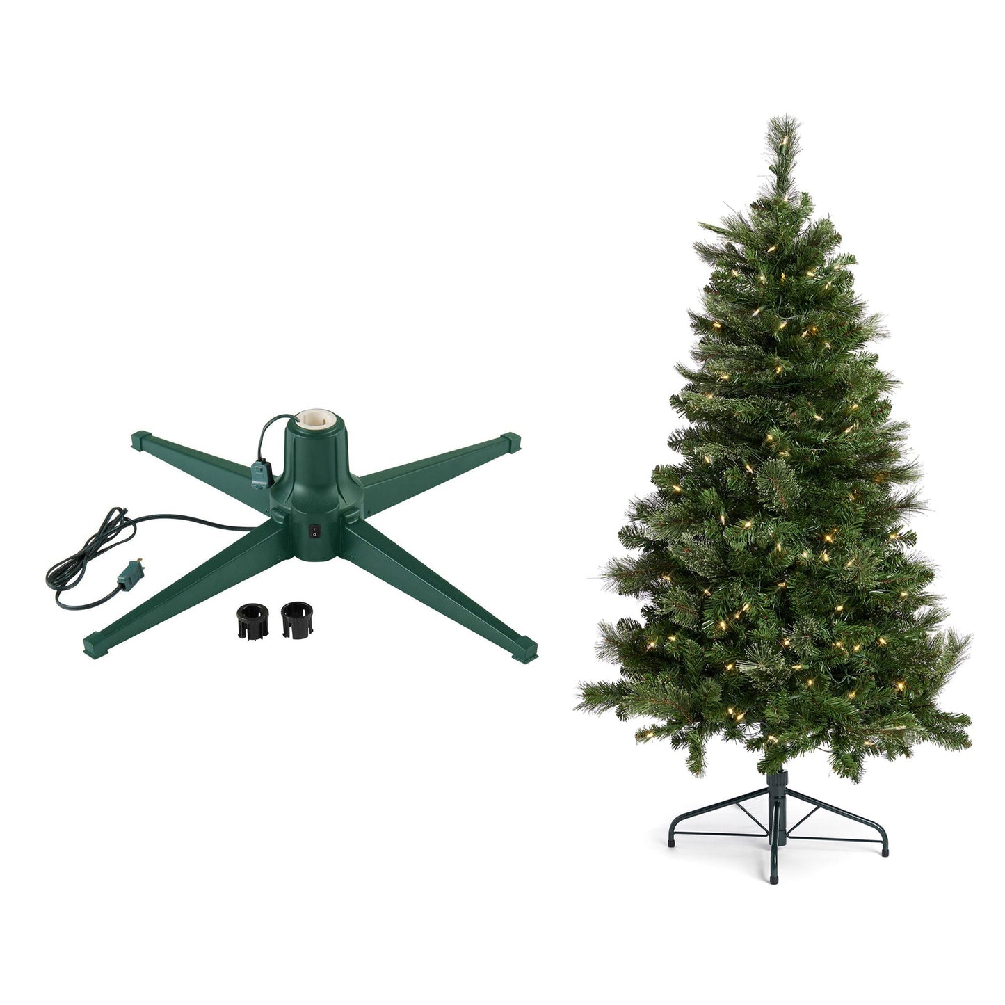 Home Heritage 1-1.5 In Rotating Metal Stand, Green with 5 Foot Christmas Tree