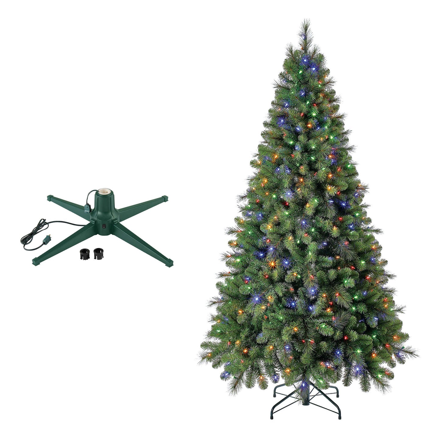 Home Heritage Cascade Quick Set 7 Ft Christmas Tree with Rotating Metal Stand