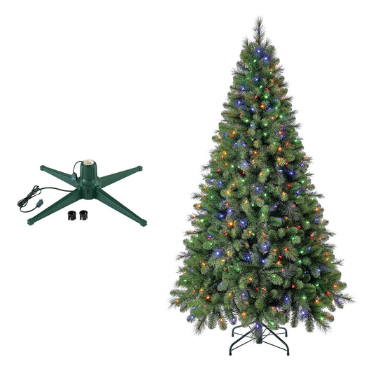 Home Heritage Cascade Quick Set 7 Ft Christmas Tree with Rotating Metal Stand
