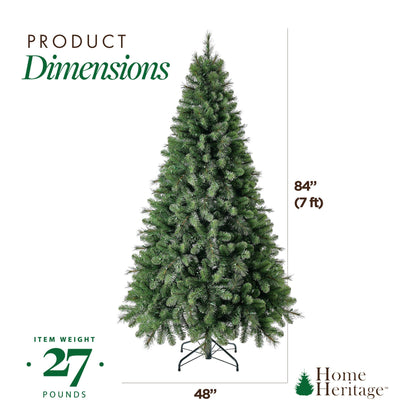 Home Heritage Cascade Quick Set 7 Ft Christmas Tree with Rotating Metal Stand