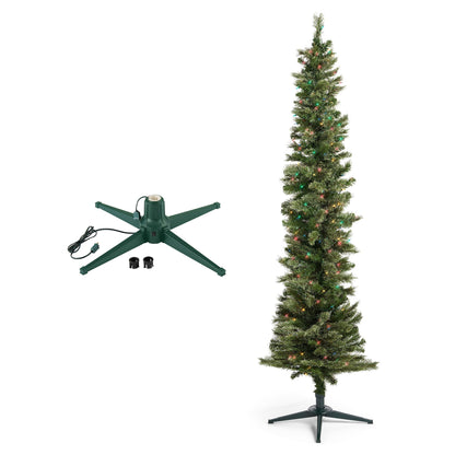 Home Heritage Stanley Pine Artificial Christmas Tree, 7' with Metal Base Stand