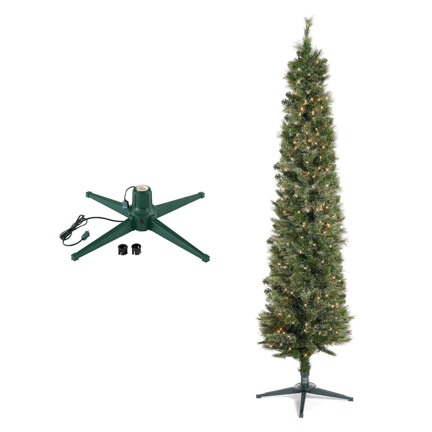 Home Heritage Rotating Tree Stand Base w/Snowdrift 6.5' Pine Christmas Tree