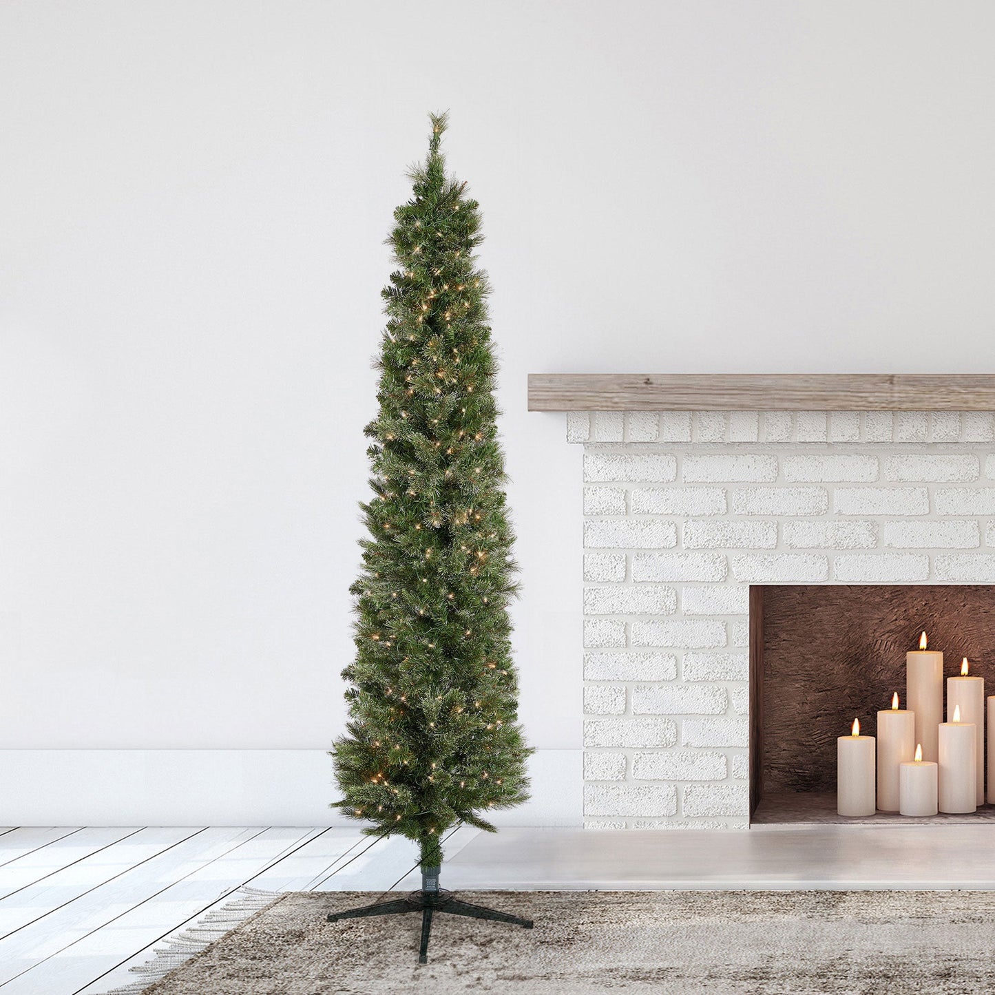 Home Heritage Rotating Tree Stand Base w/Stanley 7' Skinny Pencil Christmas Tree