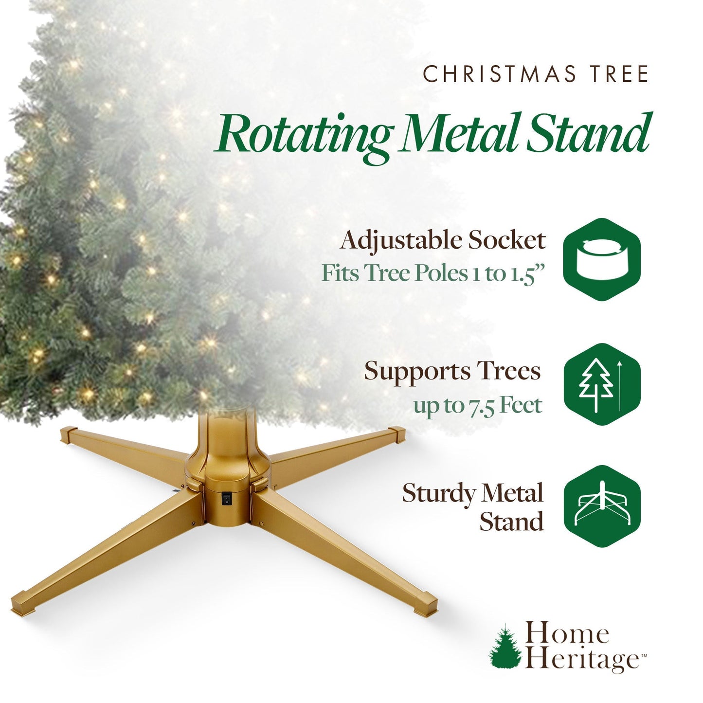 Home Heritage Rotating Tree Stand Base w/Stanley 7' Skinny Pencil Christmas Tree