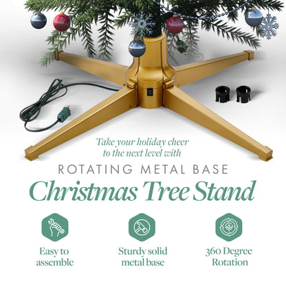 Home Heritage Rotating Tree Stand Base w/7' Brighampton Spruce Christmas Tree