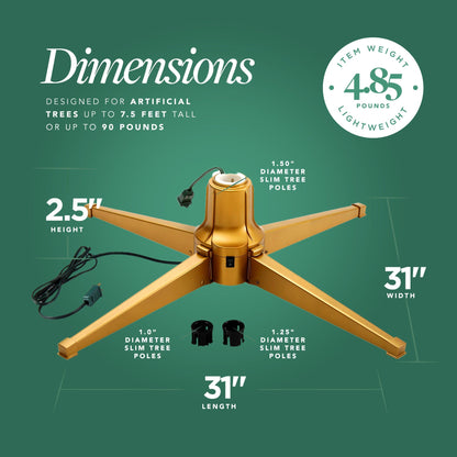 Home Heritage Rotating Tree Stand Base w/Stanley 7' Skinny Pencil Christmas Tree