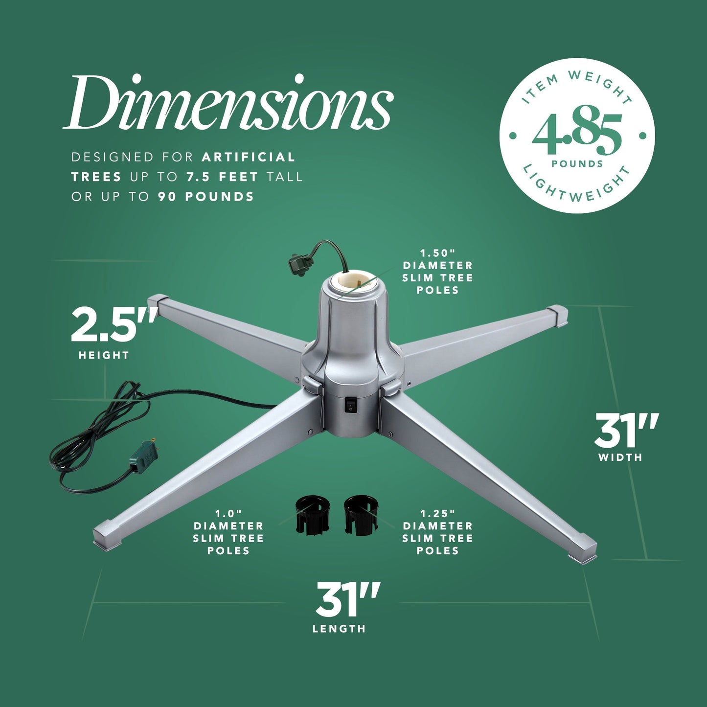 Home Heritage Stanley Pine Artificial Christmas Tree, 7' with Metal Base Stand