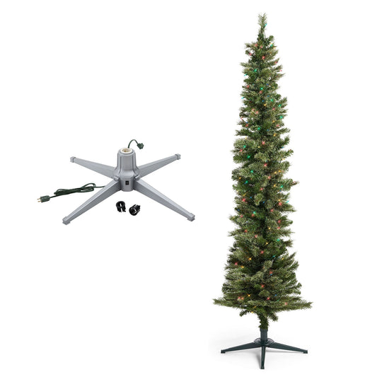 Home Heritage Stanley Pine Artificial Christmas Tree, 7' with Metal Base Stand