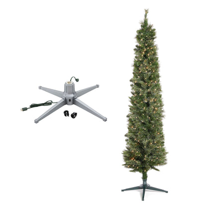 Home Heritage Stanley Pine Artificial Christmas Tree, 7' with Metal Base Stand