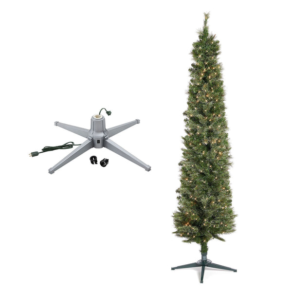 Home Heritage Stanley Pine Artificial Christmas Tree, 7' with Metal Base Stand