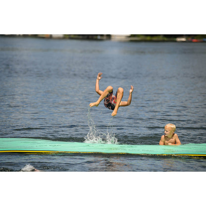 Aqua Lily Pad Floating Mat w/ Duracore, Foam Lake Float, 6’ x 18’, Yellow/Green