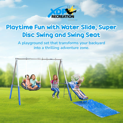 XDP Recreation Playtime Fun with Water Slide, Super Disc Swing and Swing Seat