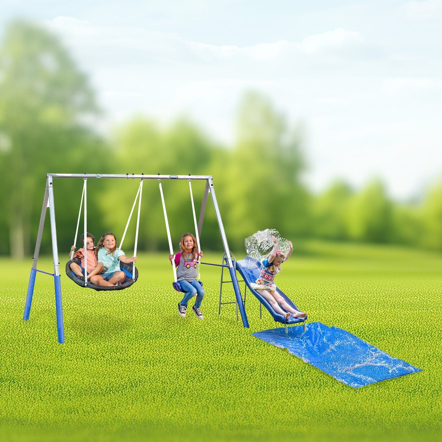 XDP Recreation Playtime Fun with Water Slide, Super Disc Swing and Swing Seat
