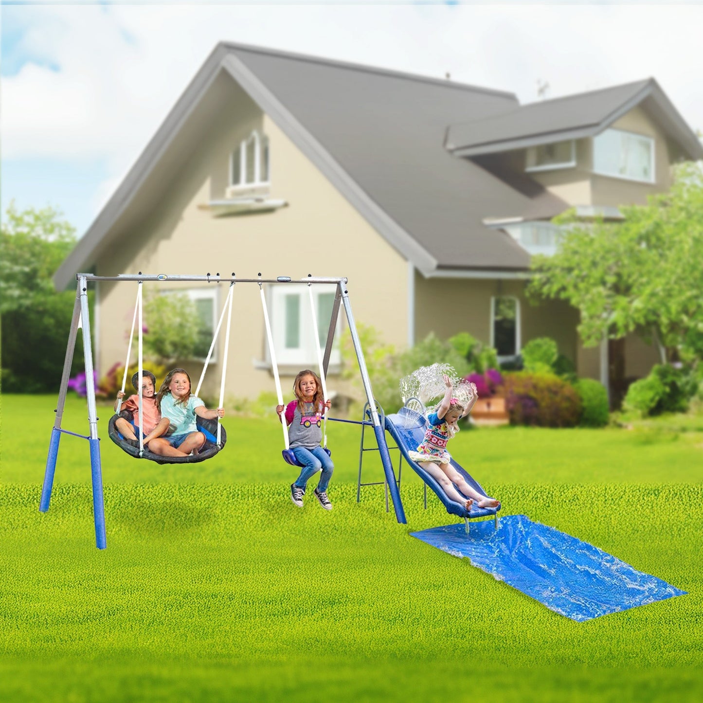 XDP Recreation Playtime Fun with Water Slide, Super Disc Swing and Swing Seat