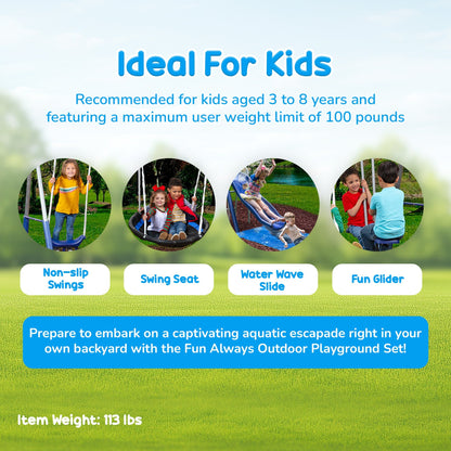 XDP Recreation Fun Always Outdoor Playground with Water Slide & Super Disc Swing