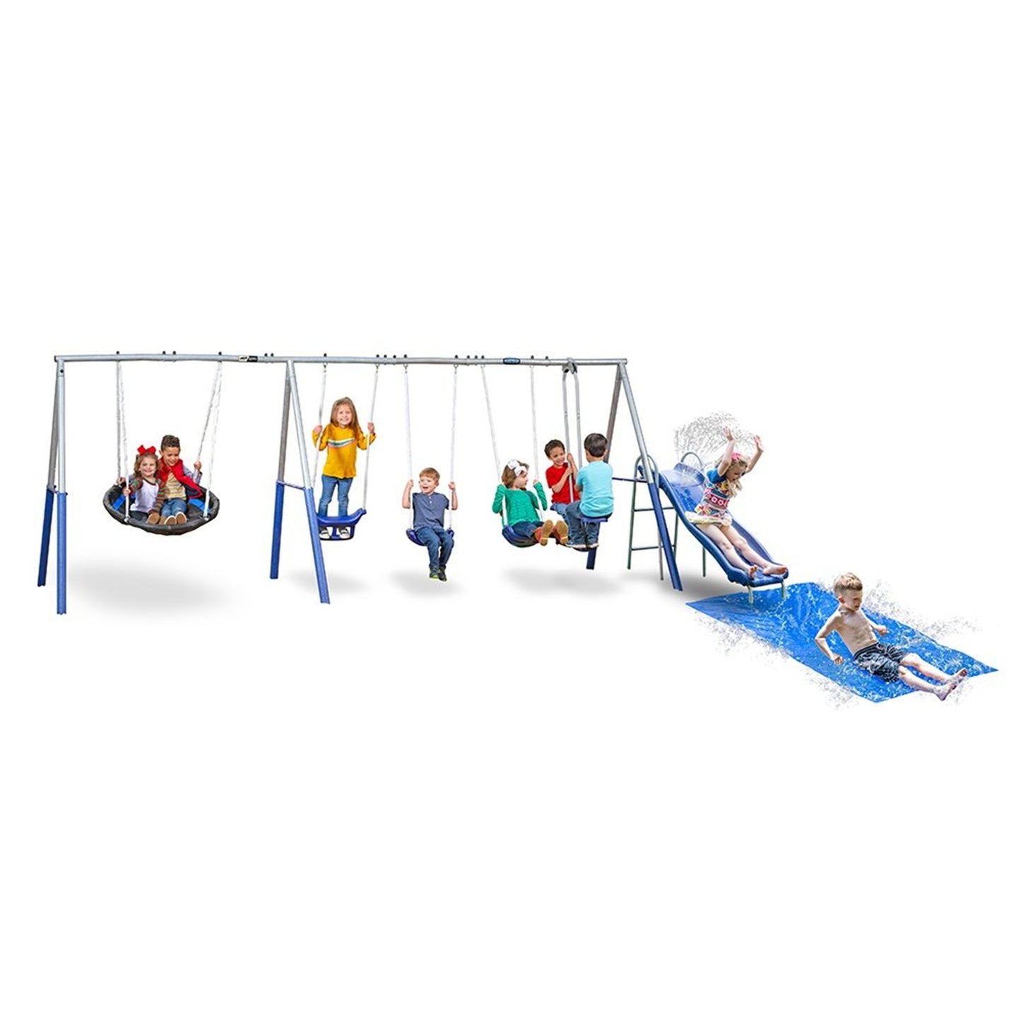 XDP Recreation Fun Always Outdoor Playground with Water Slide & Super Disc Swing