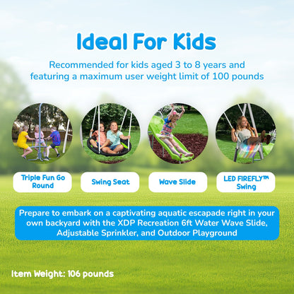 XDP Recreation Playground Park with Water Slide and Triple Fun Go Round