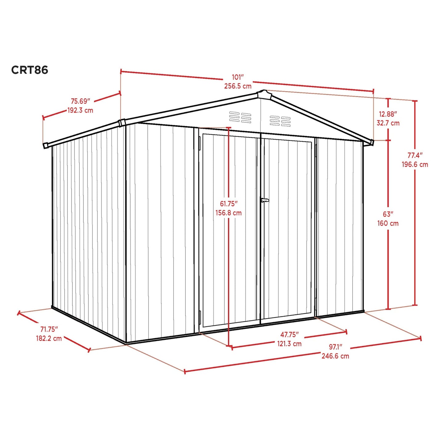 COVER-IT Metal Lockable Storage Shed for Outdoor or Backyard Storage, 8' x 6'
