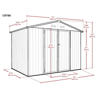 COVER-IT Metal Lockable Storage Shed for Outdoor or Backyard Storage, 8' x 6'