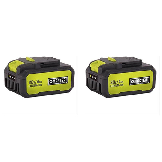 Master Mechanic 2 Pack 20 Volt Lithium Ion Rechargeable Tool Charging Battery