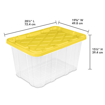 Sterilite Industrial Storage Box with Carrying Handles, 27 Gal, Yellow, 8 Pack