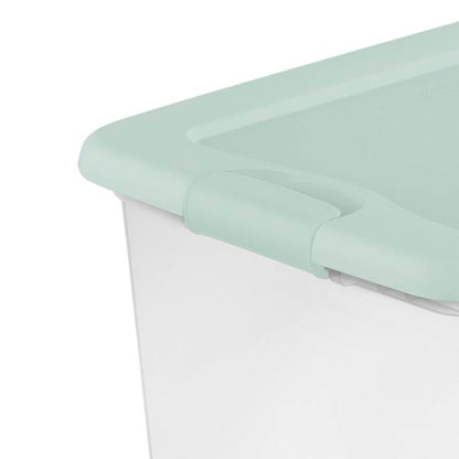 Sterilite 6 Pack 64 Qt Latching Box, Plastic Storage Bin with Lid, Mindful Mint