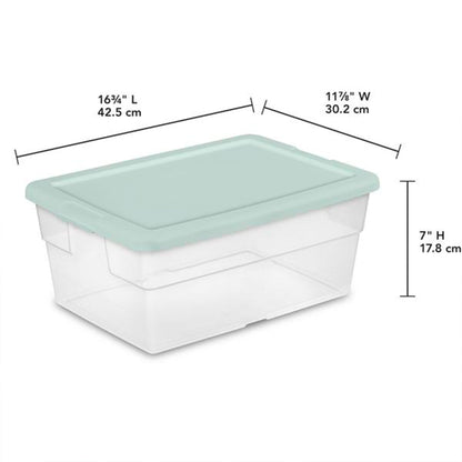 Sterilite 12 Pack 16 Quart Stacking Storage Box Container Tub with Lid, Clear