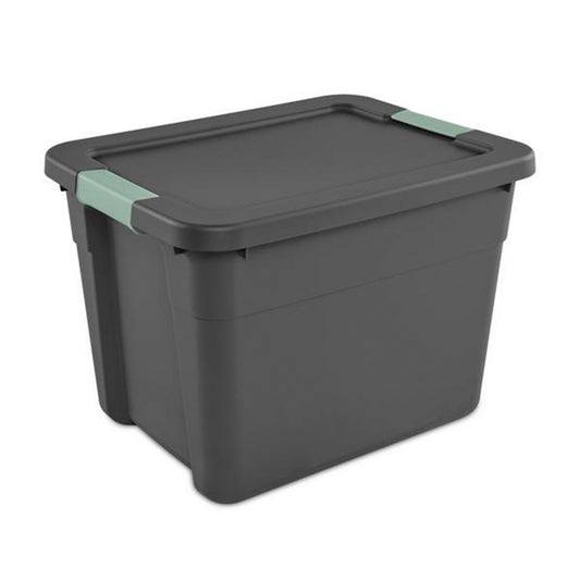 Sterilite 24Pk Latch Tote, Stackable Plastic Storage Container, 12Gal,Gray/Green