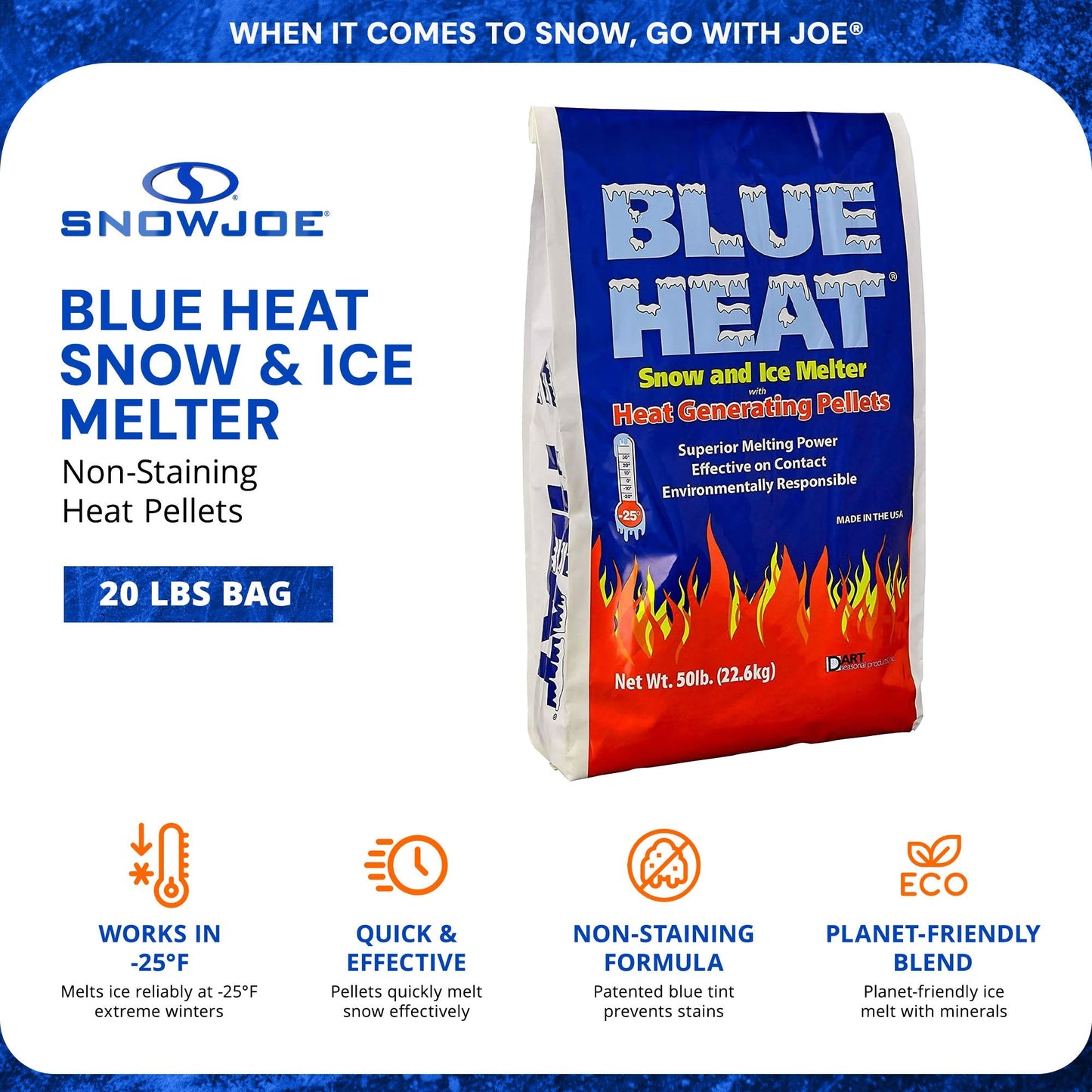 Snow Joe 4 Pack Blue Heat Snow & Ice Melter, Heat Pellets, Non-Staining, 20 lbs