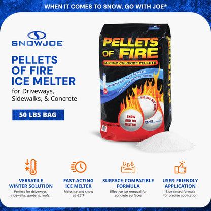 Snow Joe Pellets of Fire Ice Melt for Driveways and Sidewalks, 50 lbs, AZ-PF-50