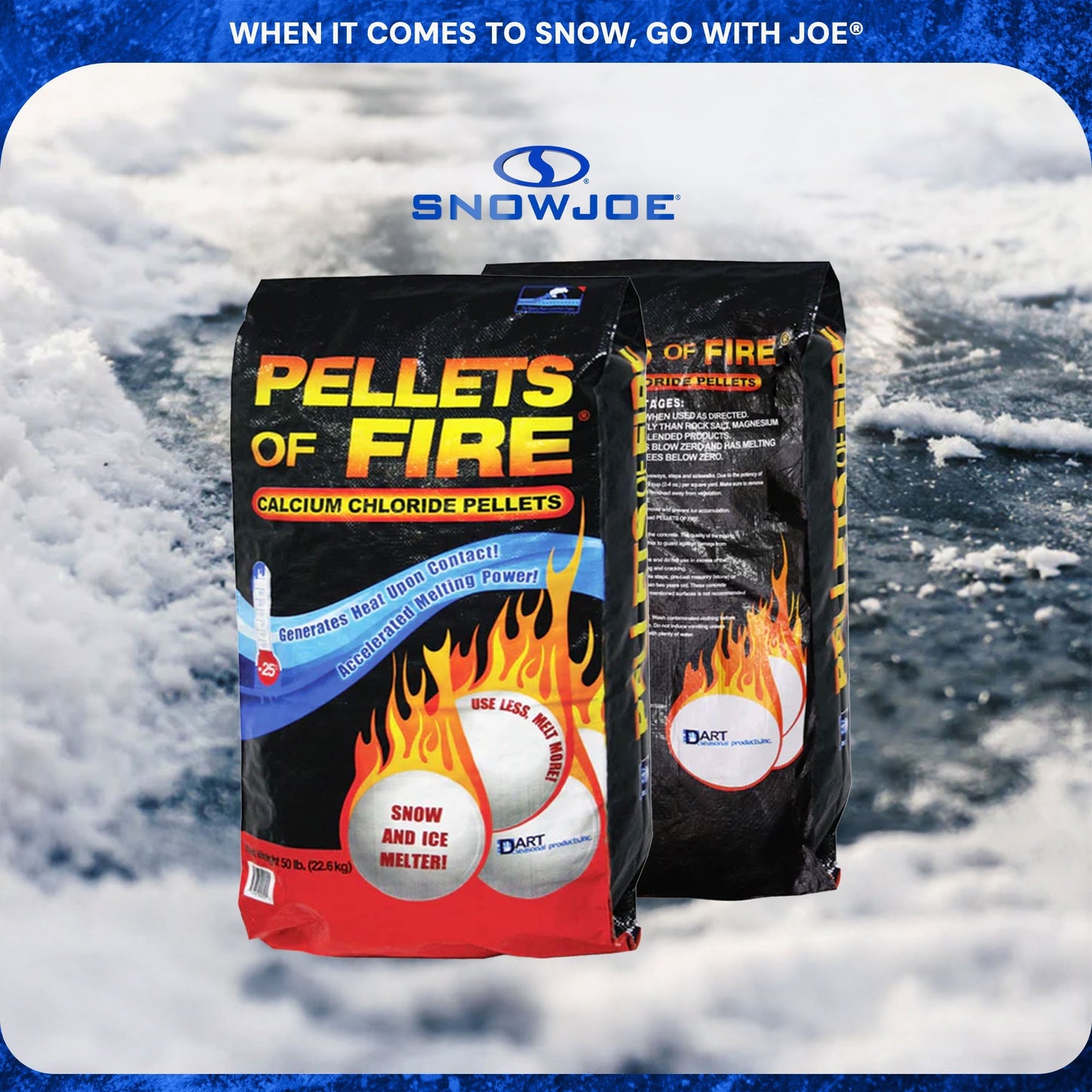 Snow Joe Pellets of Fire Ice Melt for Driveways and Sidewalks, 50 lbs, AZ-PF-50