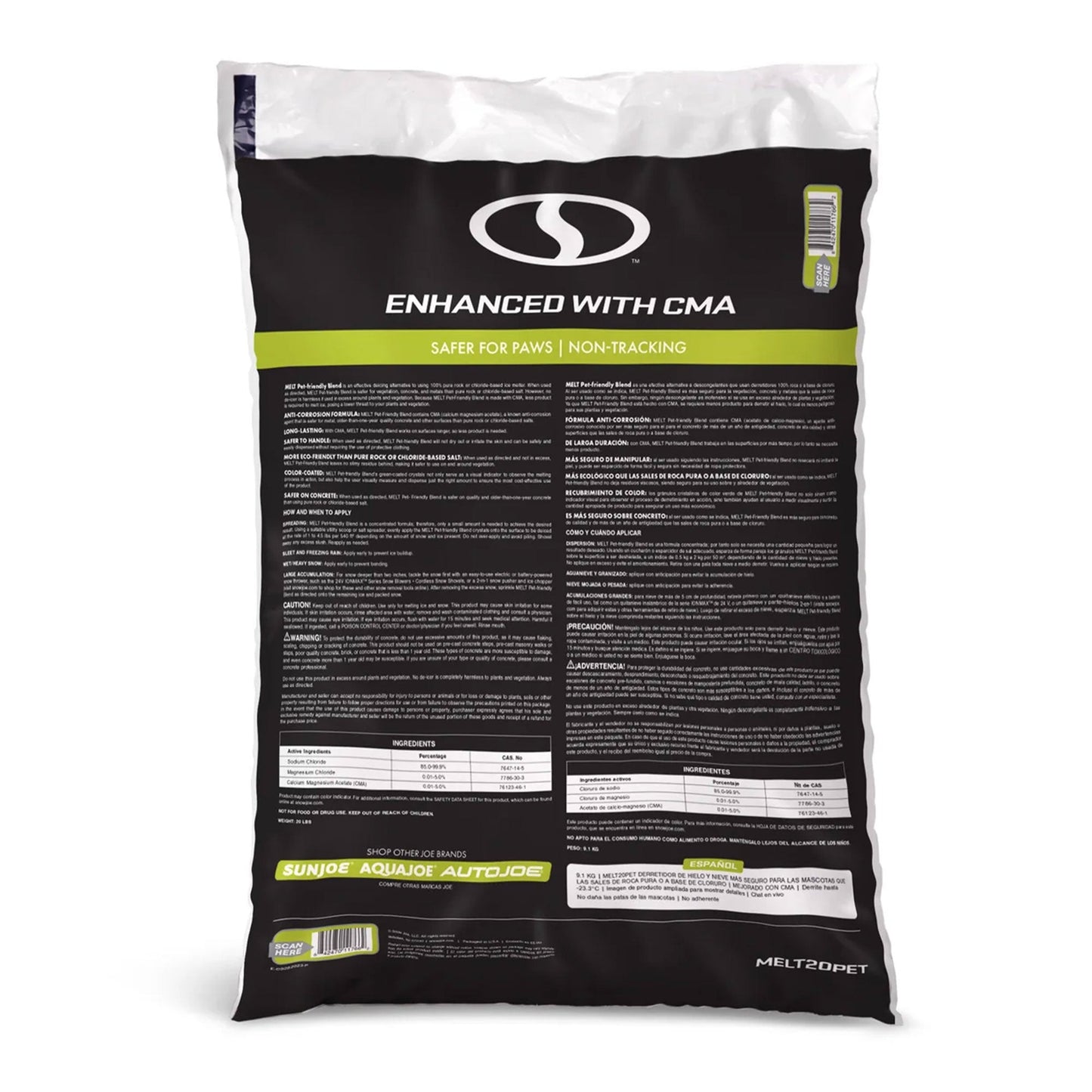 Snow Joe Pet-Safer Ice Melt Blend, Safe for Concrete/Sidewalks, 20 lb, MELT20PET