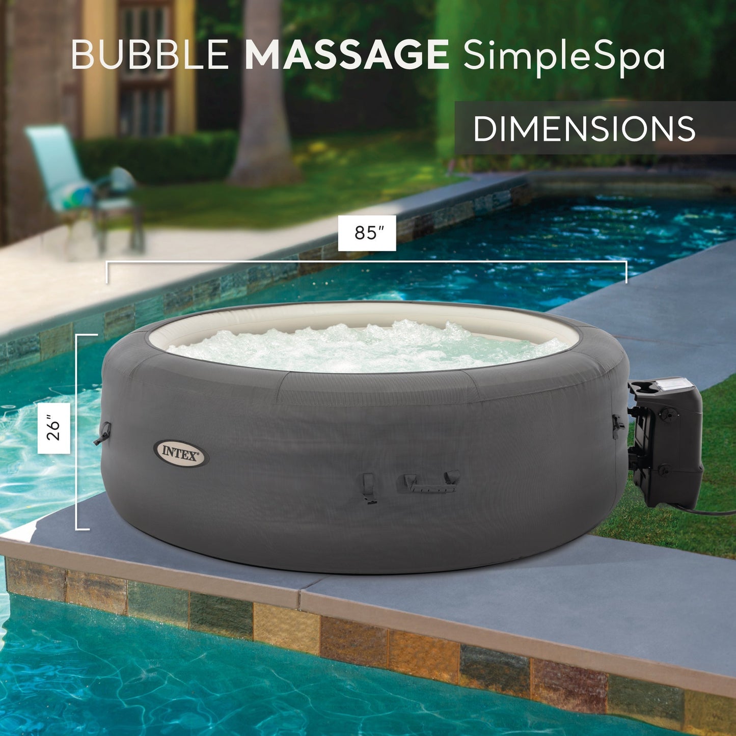 Intex SimpleSpa Bubble Massage 6 Person Inflatable Hot Tub with Energy Cover
