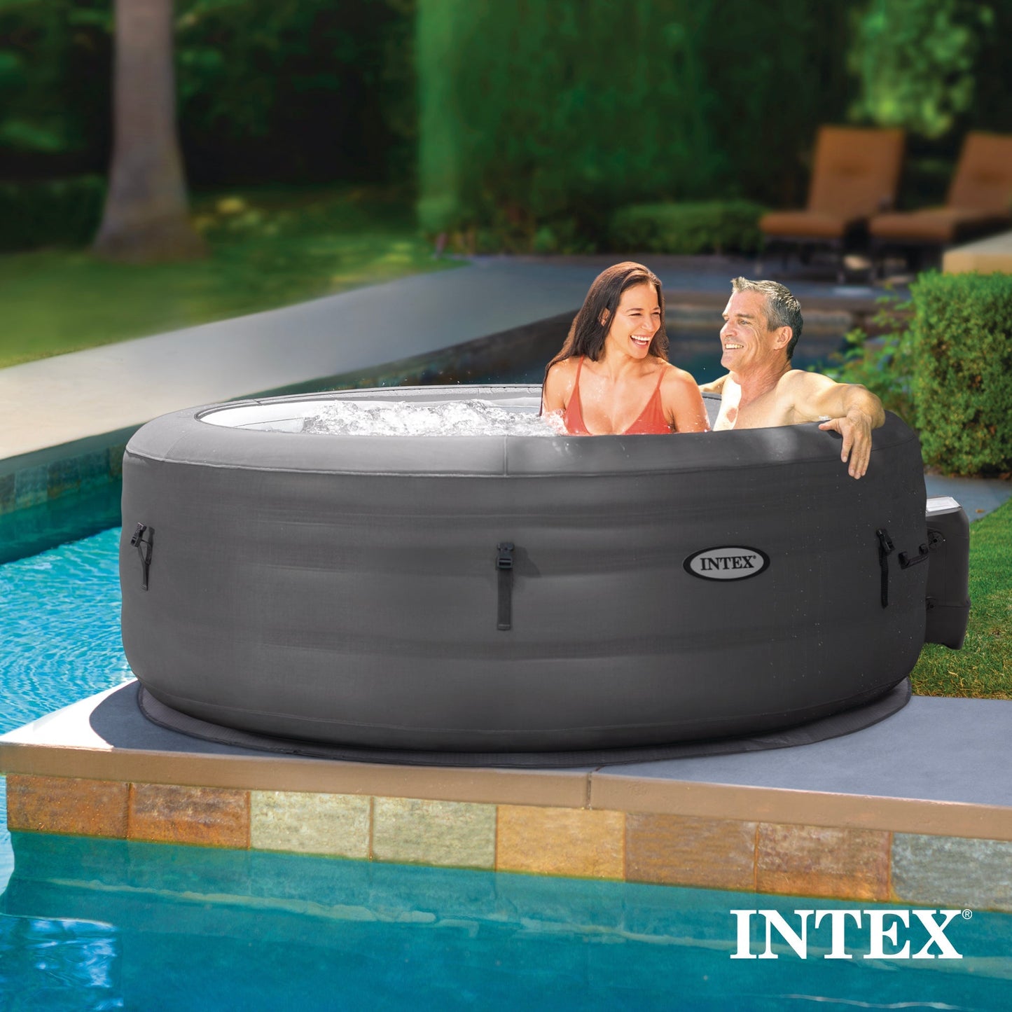Intex SimpleSpa Bubble Massage 6 Person Inflatable Hot Tub with Energy Cover