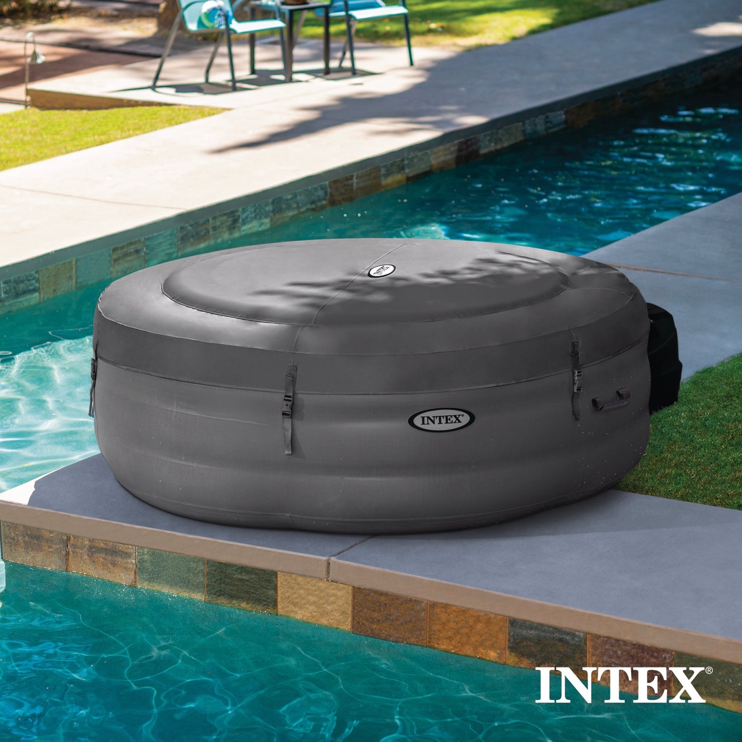 Intex SimpleSpa Bubble Massage 6 Person Inflatable Hot Tub with Energy Cover