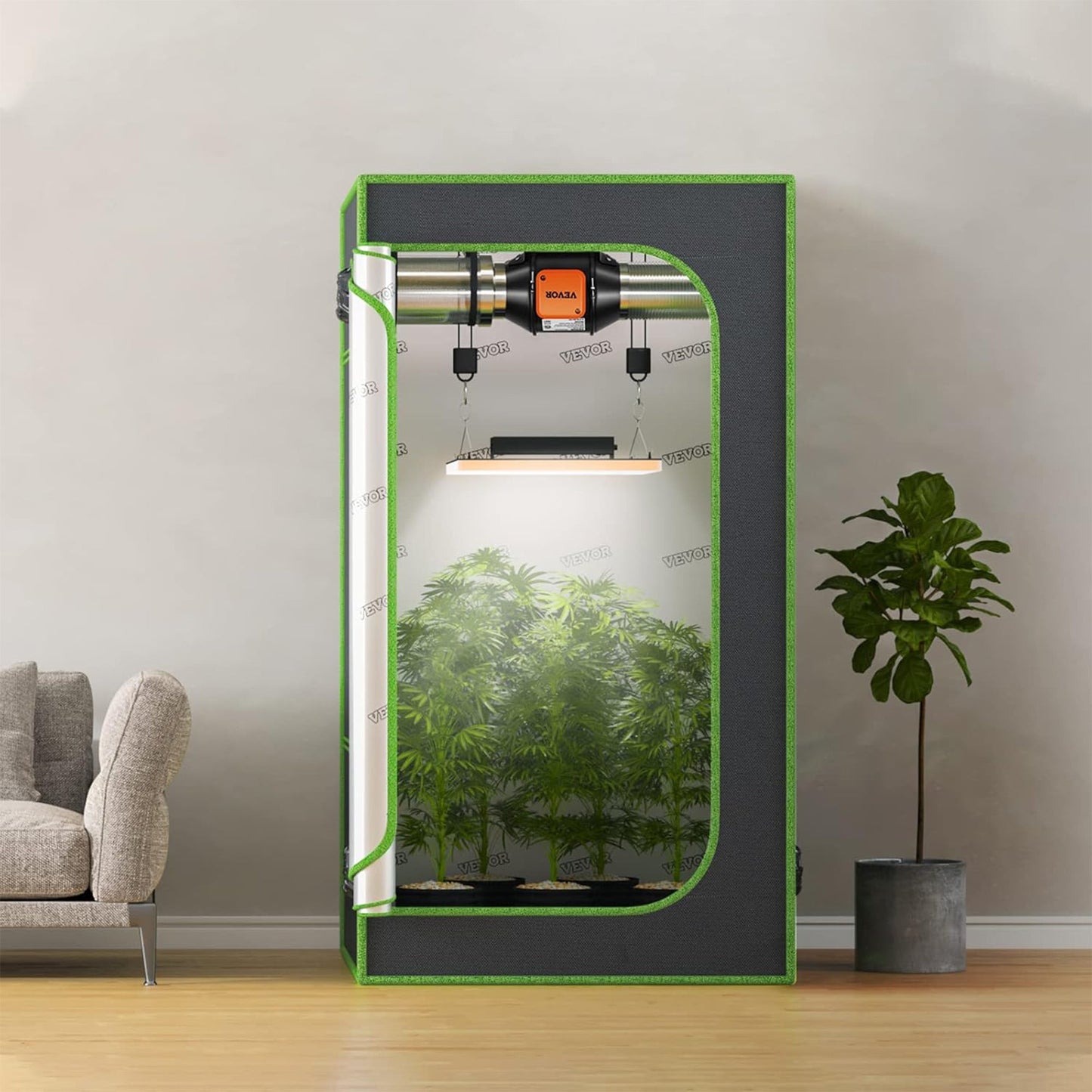 Vevor Inline Duct Fan w/Temperature and Humidity Controller for Hydroponics, 4"