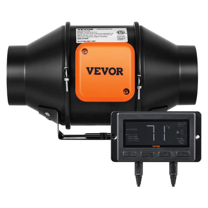 Vevor Inline Duct Fan w/Temperature and Humidity Controller for Hydroponics, 4"