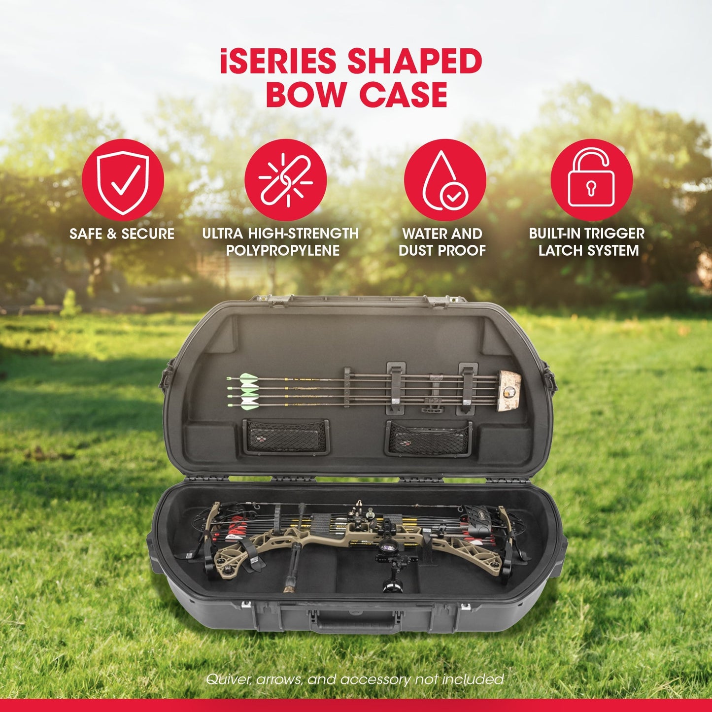 SKB Hard Protective Storage Case, Archery Bow & Arrow iSeries Shaped Case, Black