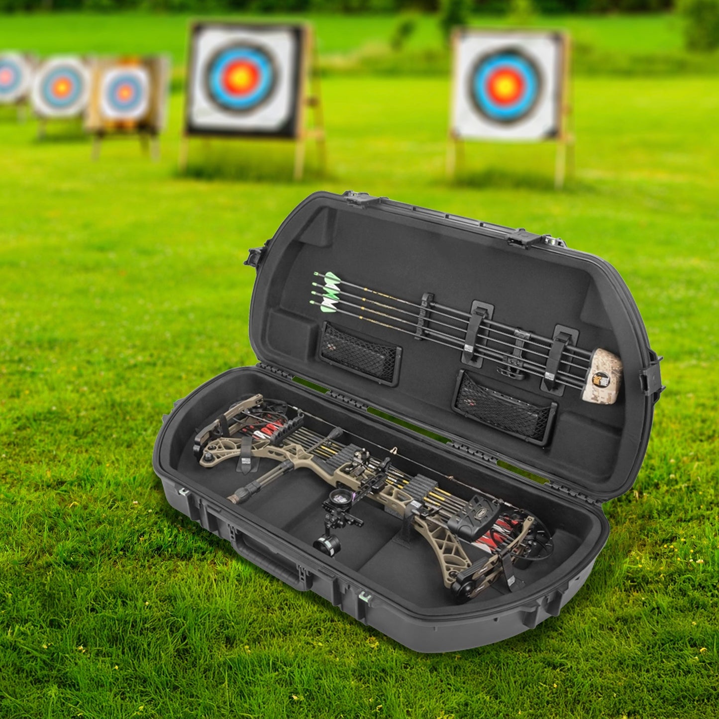 SKB Hard Protective Storage Case, Archery Bow & Arrow iSeries Shaped Case, Black