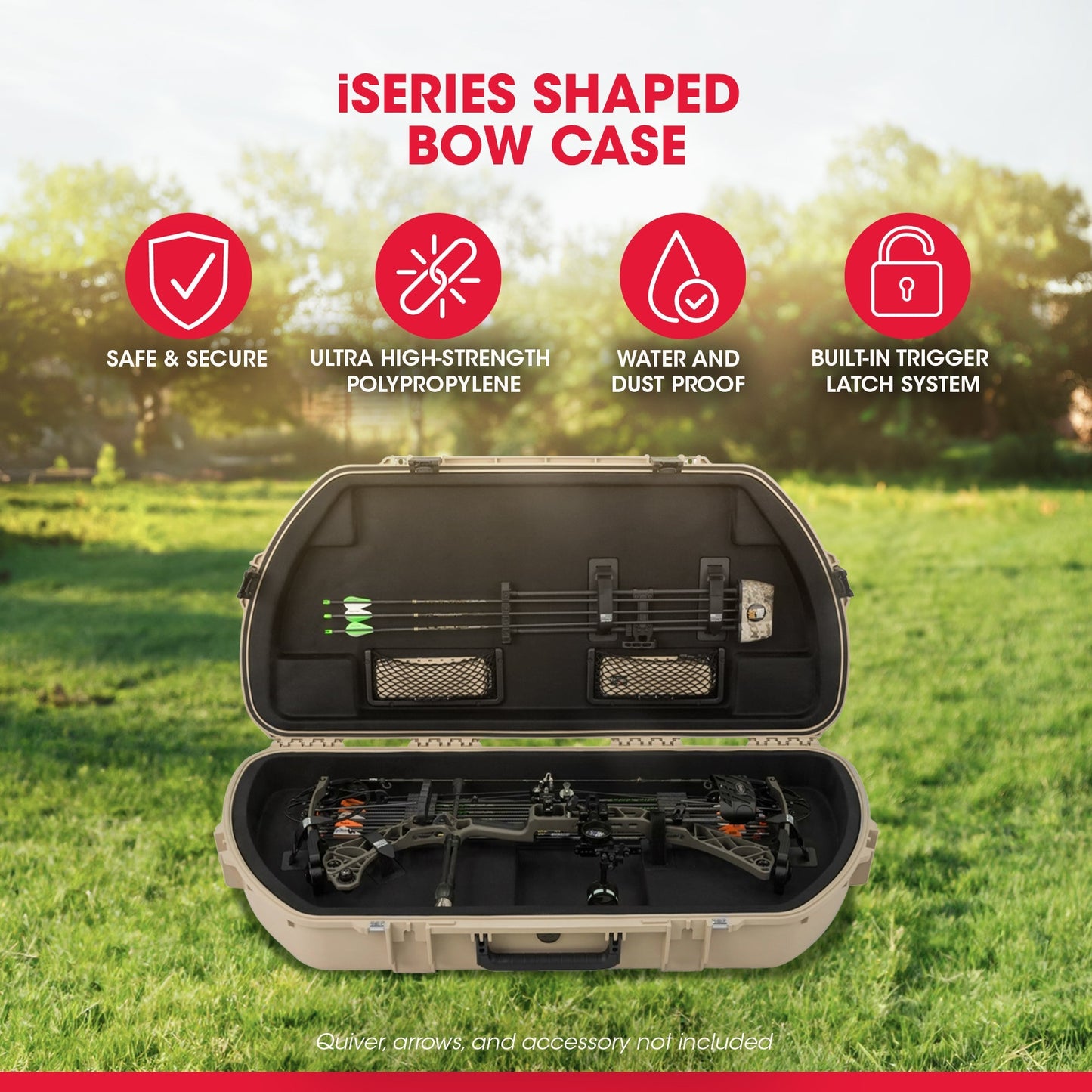 SKB Hard Protective Storage Case, Archery Bow & Arrow iSeries Shaped Case, Tan