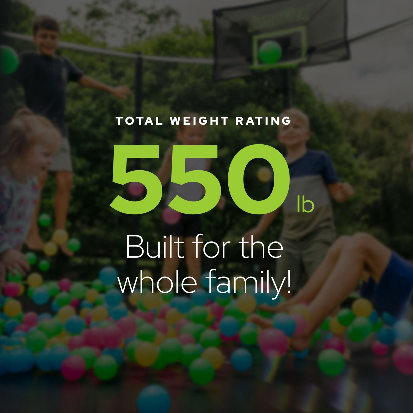 JumpFlex HERO 10' Trampoline with PROJAM Hero Basketball Hoop and Net Attachment