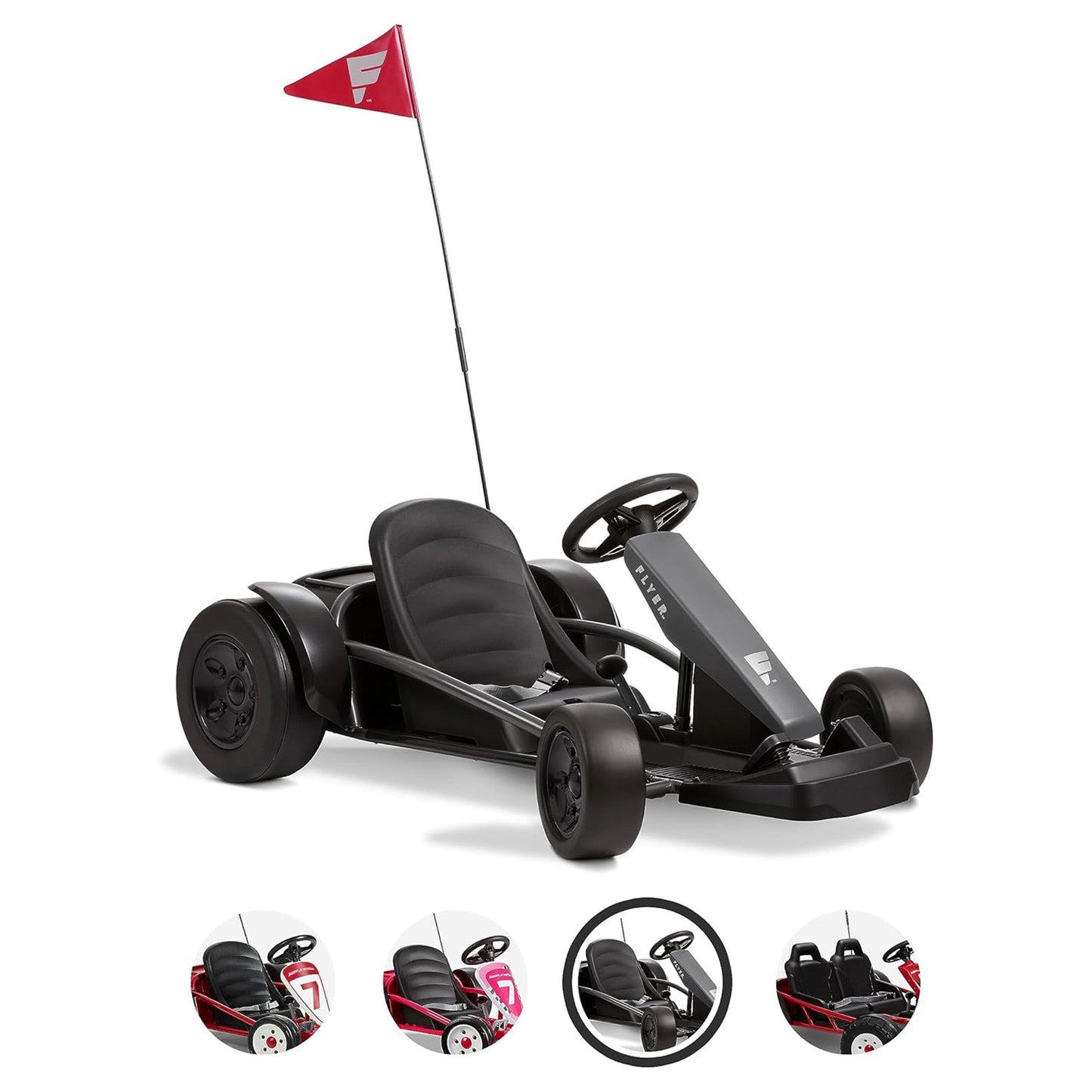 Radio Flyer 36V Battery-Powered Kids Electric Go-Kart, Grey - Find Fresh Goods