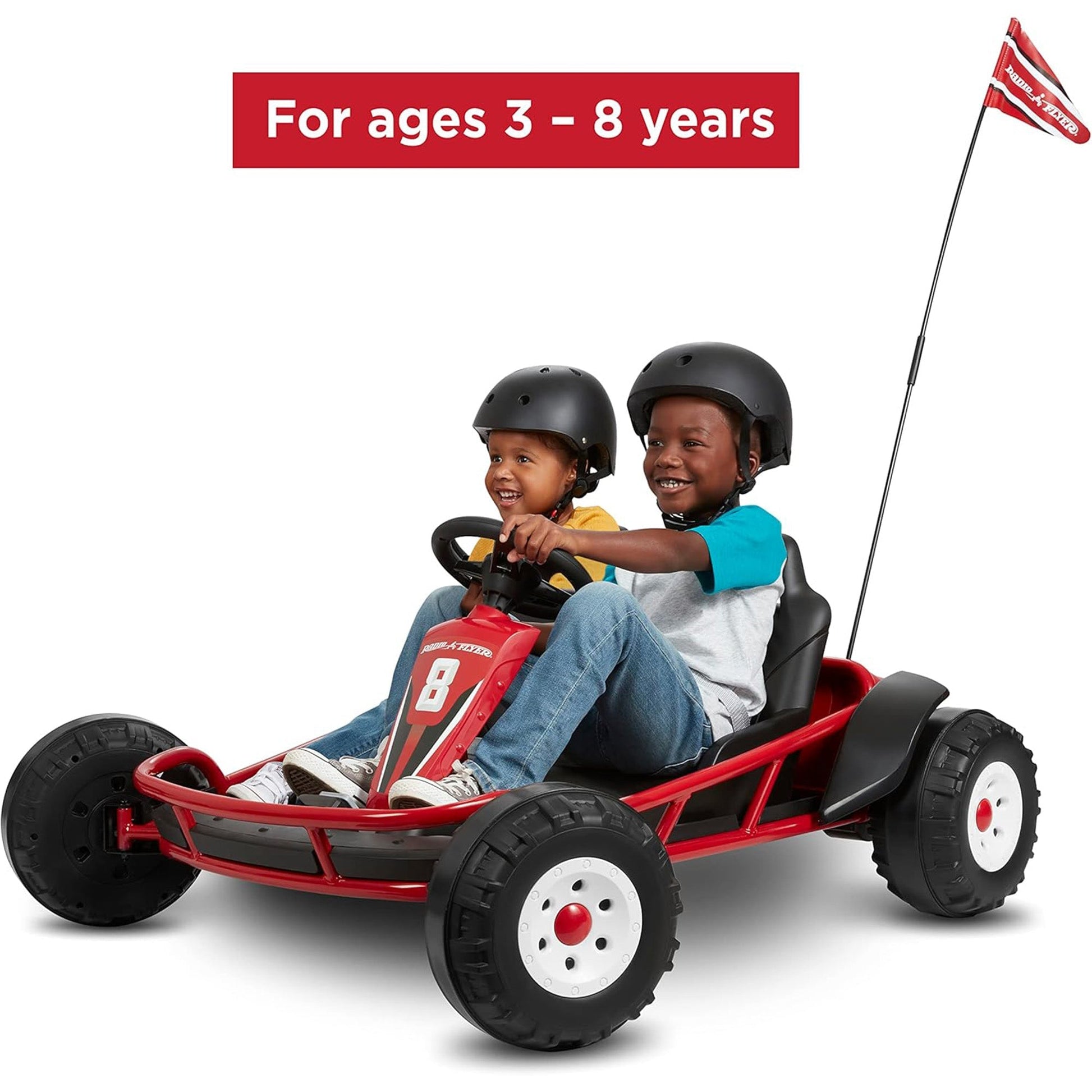 Radio Flyer Ultimate 24 Volt Electric Go-Kart for Kids Ages 3-8, 2-Seater, Red - Find Fresh Goods