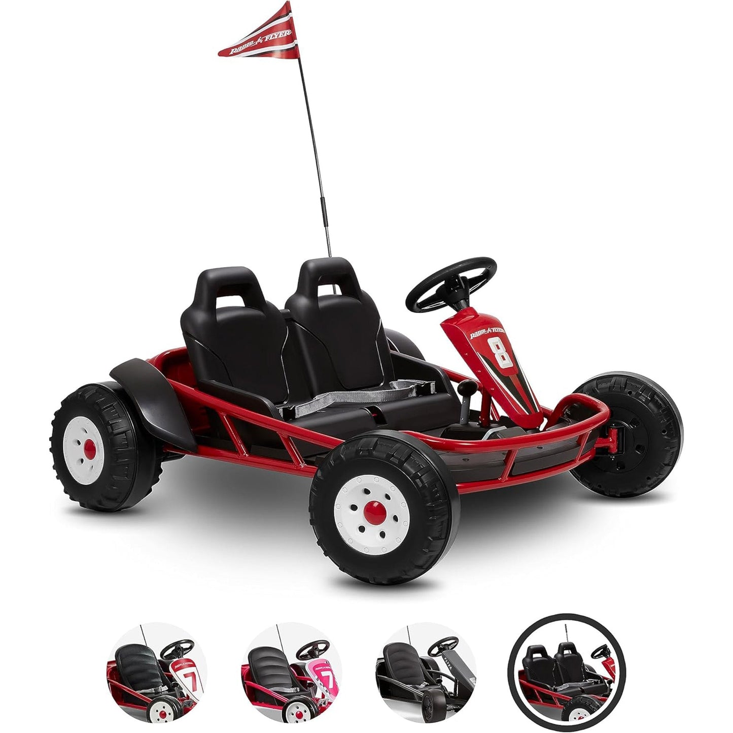 Radio Flyer Ultimate 24 Volt Electric Go-Kart for Kids Ages 3-8, 2-Seater, Red - Find Fresh Goods