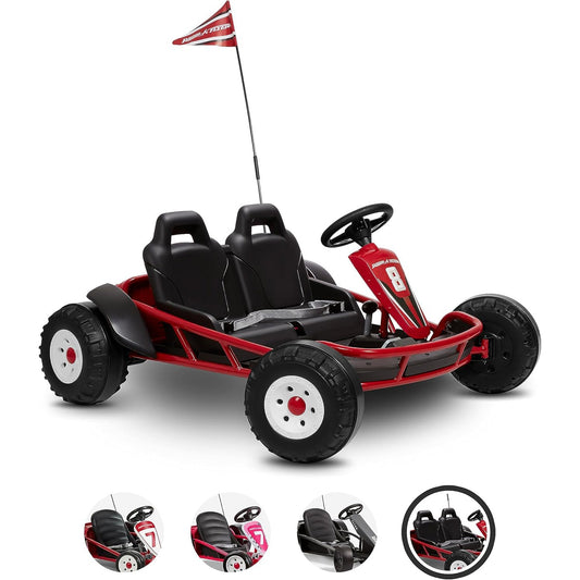 Radio Flyer Ultimate 24 Volt Electric Go-Kart for Kids Ages 3-8, 2-Seater, Red - Find Fresh Goods