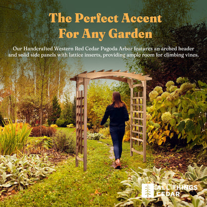 All Things Cedar 6-Foot Pagoda Arbor Garden Arch Trellis for Climbing Plants